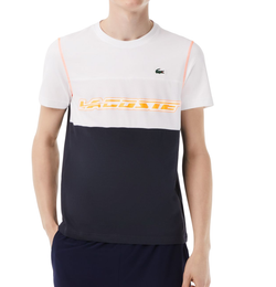 Мужская теннисная футболка Lacoste SPORT x Daniil Medvedev Jersey T-Shirt - white/blue/orange