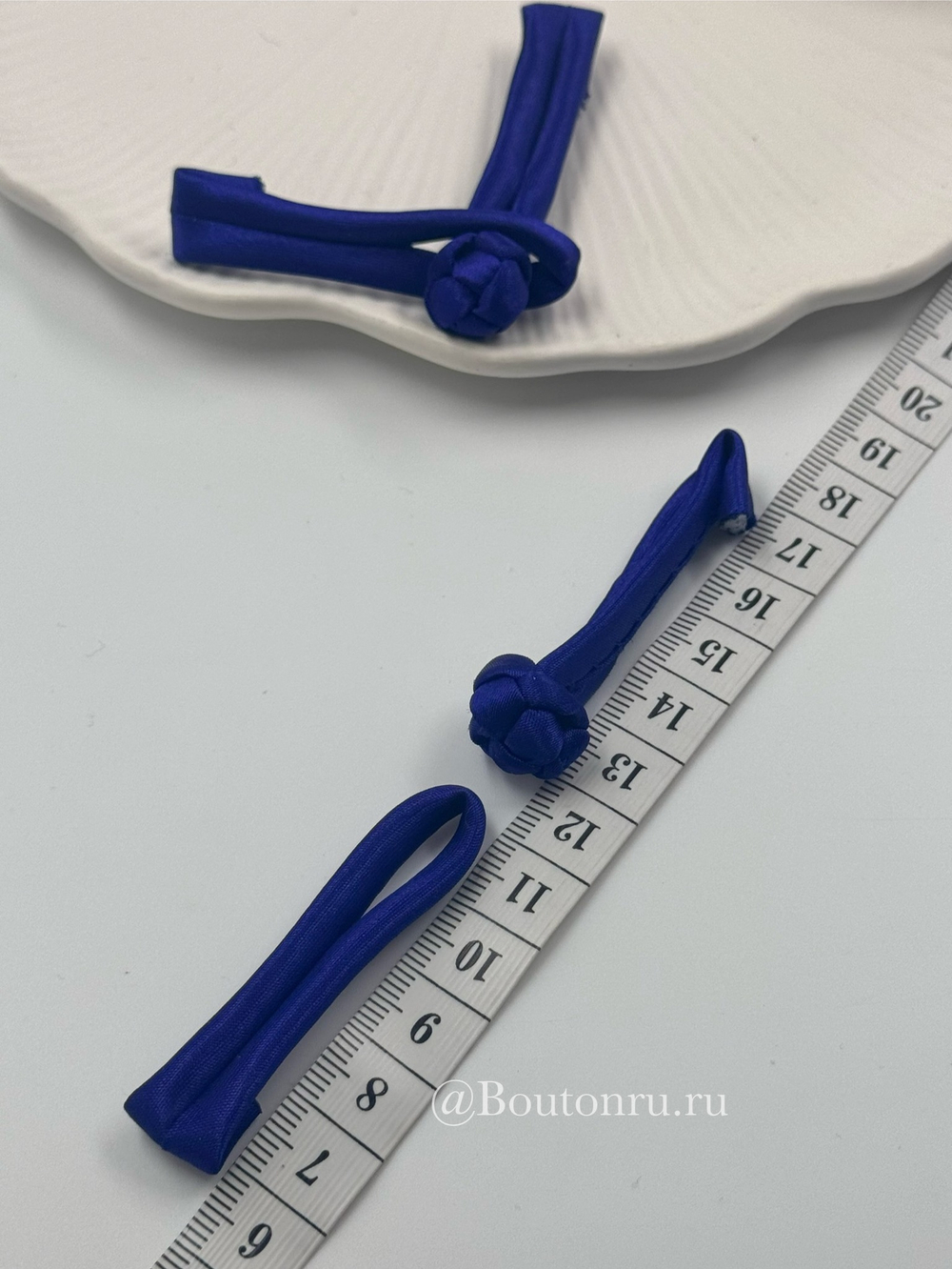 Застежка клевант узел синяя (китайская пуговица)