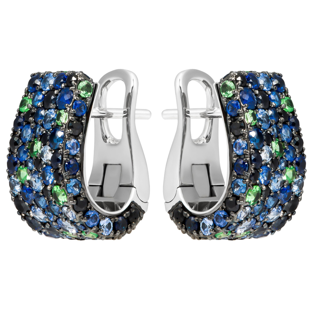 Серьги с Сапфирами и Цаворитами, E0256-1/7