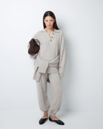 Брюки из смесового кашемира серо-бежевый