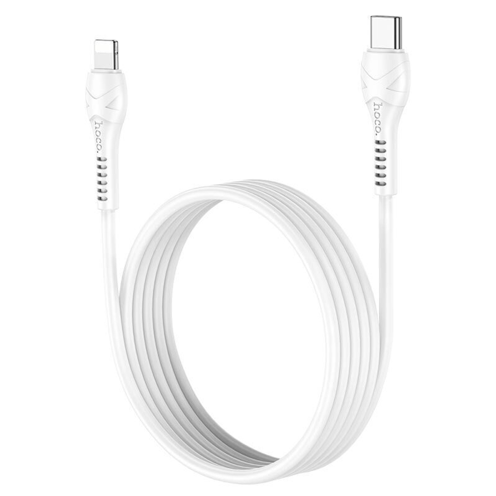 USB-C кабель HOCO X55 Trendy Lightning 8-pin, 3А, PD20W, 1м, PVC (белый)