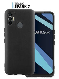 Чехол ROSCO для Tecno Spark 7 оптом (арт. TCN-S7-COLOURFUL-BLACK)