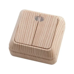 Выключатель АБК-СИЛА АЛЬТАИР двухклавишный с подсветкой сосна