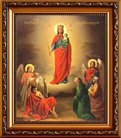 Всех скорбящих радость. Икона Божьей Матери с младенцем на руках.