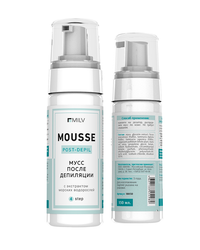 Мусс после депиляции с экстрактом морских водорослей с ароматом банана MILV