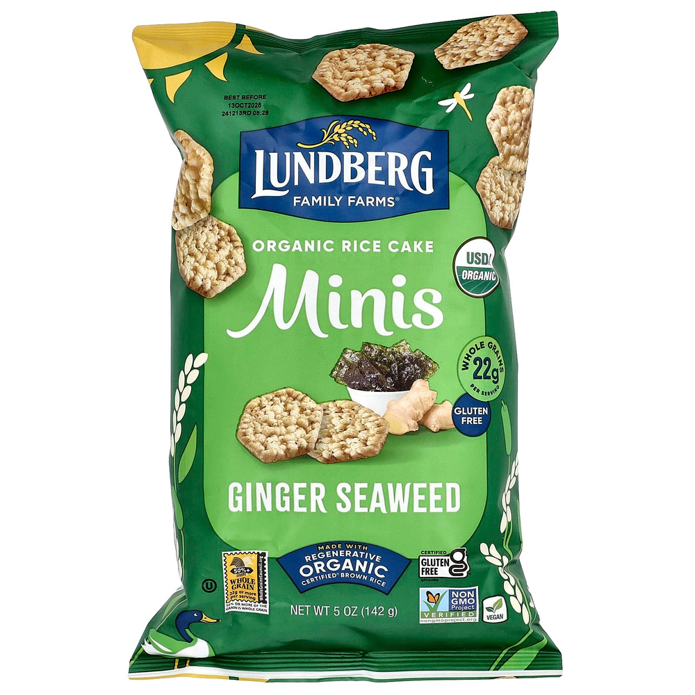 Lundberg, Organic Rice Cake Minis, морские водоросли с имбирем, 142 г (5 унций)