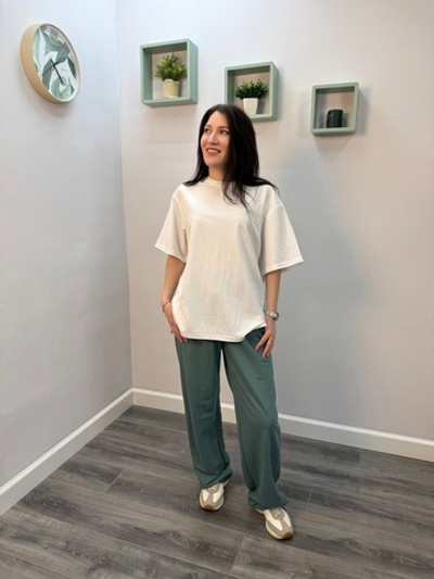 Брюки женские "Шелковый лен" рост 170 полынь (А)