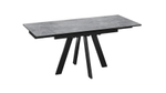 Стол кухонный обеденный раздвижной Черный муар/Керамика матовая серый мрамор 120(180)х80х77 см