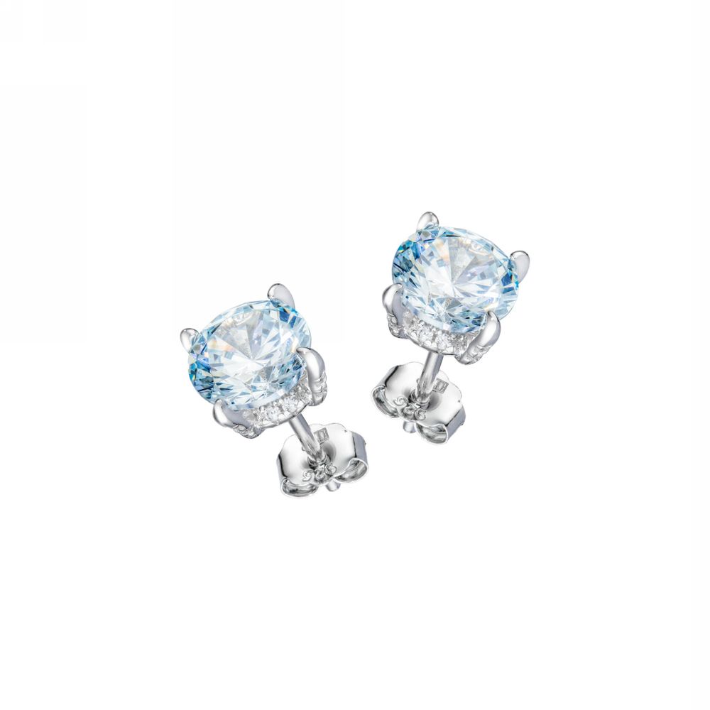 Серьги пусеты Embrasse Aquamarine 8 мм