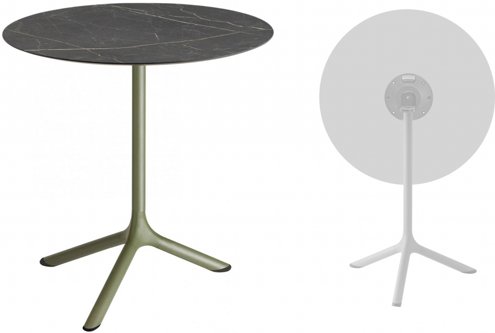 Стол ламинированный обеденный складной Scab Design Tripe Folding, оливковый, черный мрамор Сахара