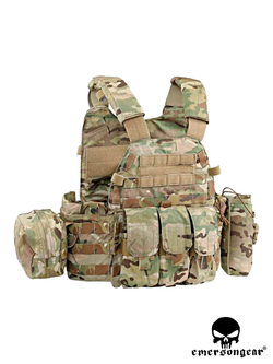 Бронежилет EmersonGear LBT6094A Style Plate Carrier w 3 pouches (EM7440H). Мультикам