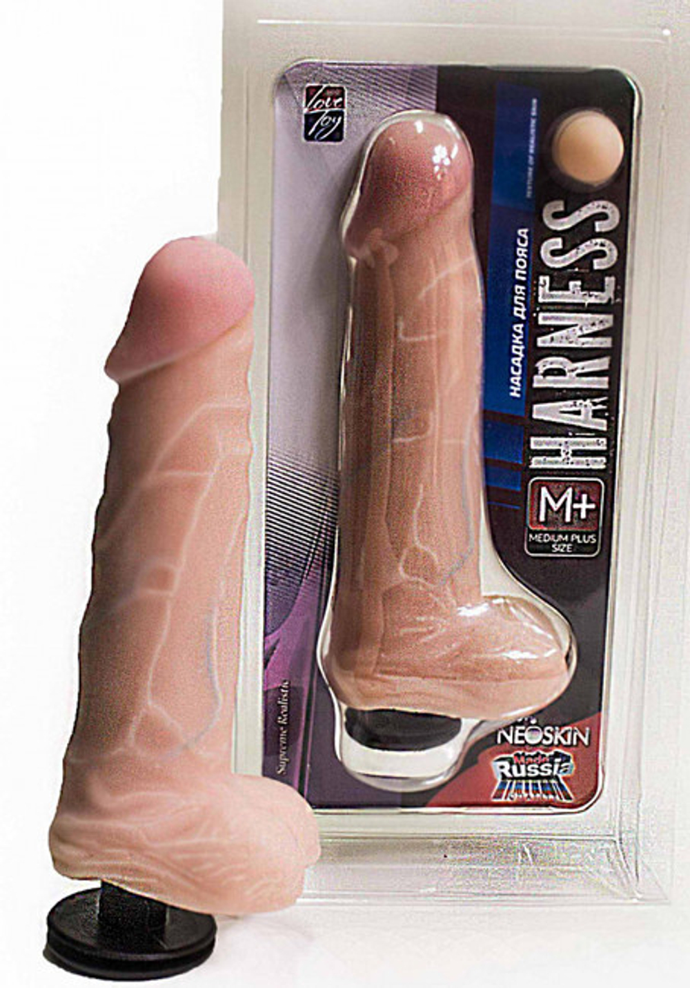 Насадка на страпон Harness с коннектором Medium Plus Size в блистере (Цвет: телесный)