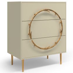 Комод Арт Колор matte Стайл Голд с 3 ящиками Серый шелк матовый