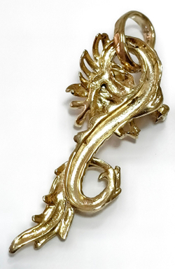 Подвеска "Дракон", серебро, позолота