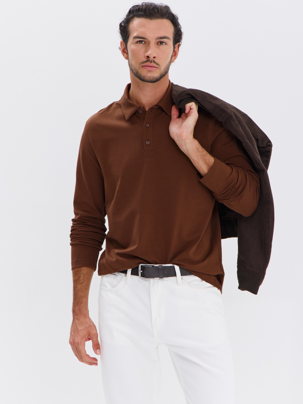 Повседневный базовый лонгслив поло