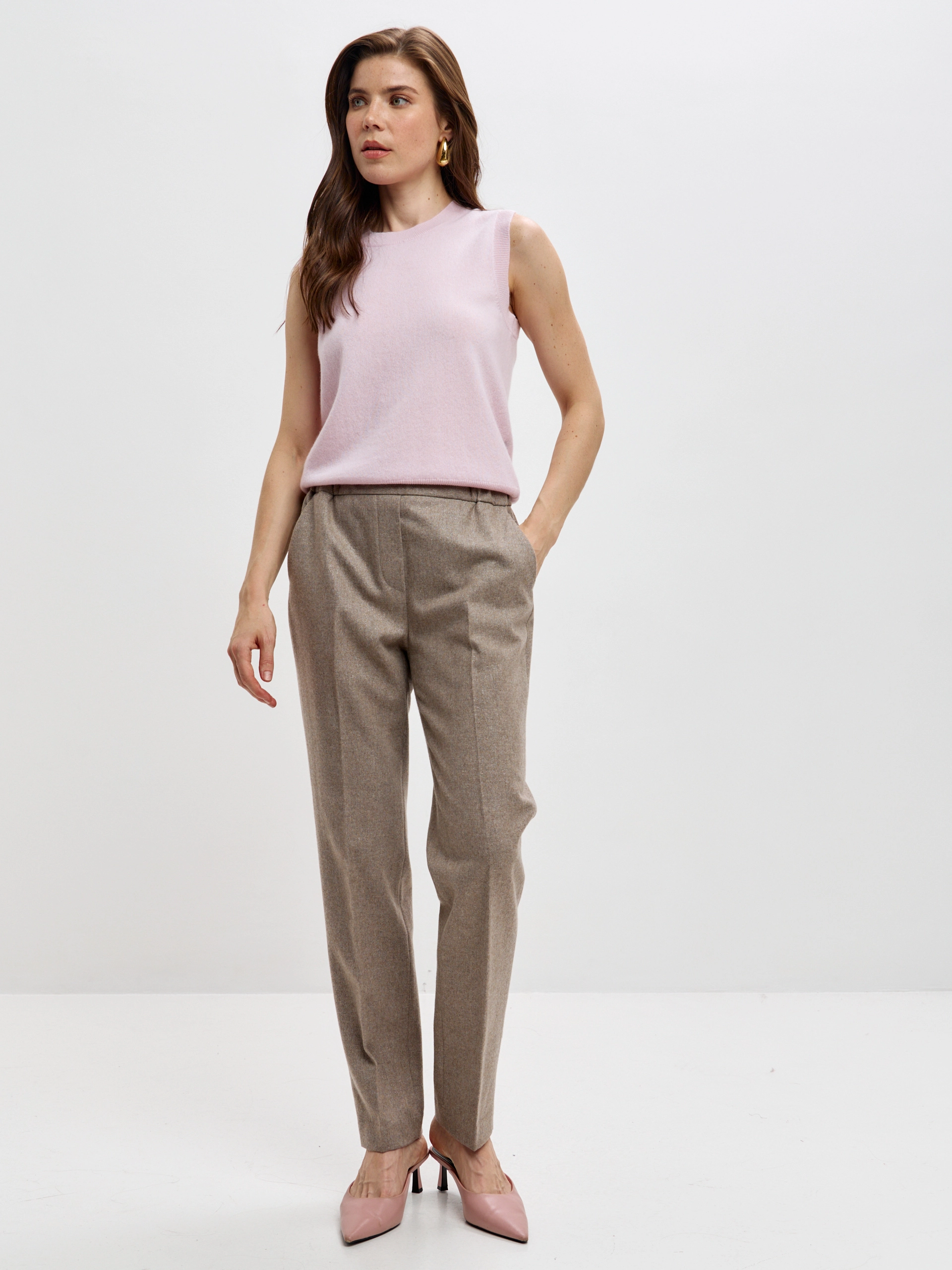 Брюки из шерсти и вискозы с люрексом