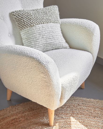 Patio Кресло из белого флиса с ножками из натурального каучука Испания