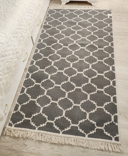 Коврик (килим) 80х150, хлопок 100%, Кремовый/Серый Геометрия