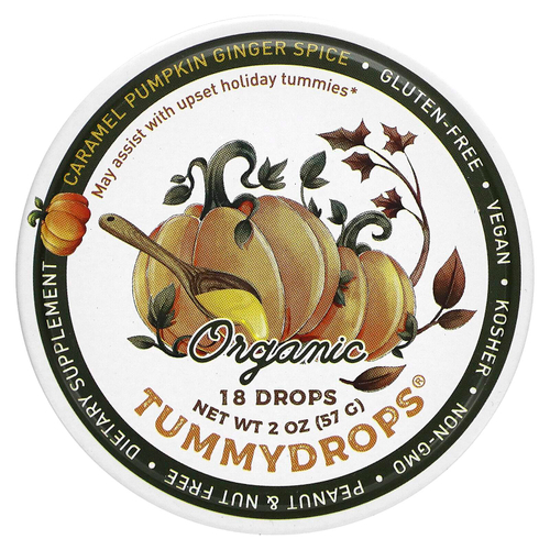 Tummydrops, органическая карамельная приправа, тыква и имбирь, 18 капель
