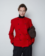 Жакет двубортный приталенный из шерсти красный