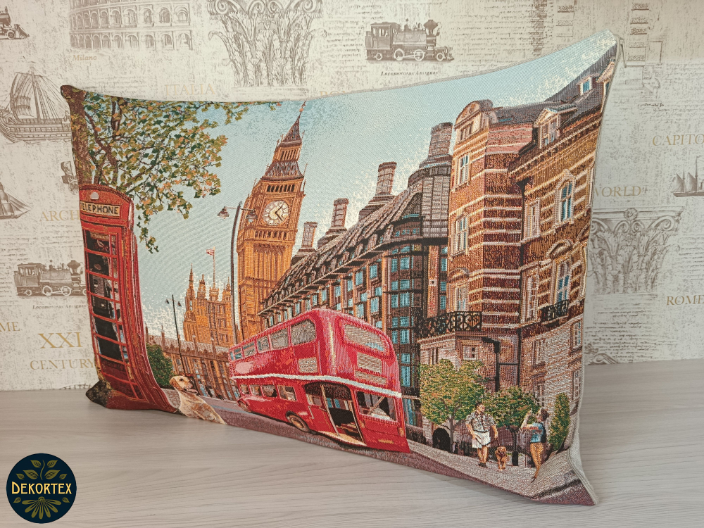 Декоративная гобеленовая наволочка для интерьерной подушки Лондон 68х47