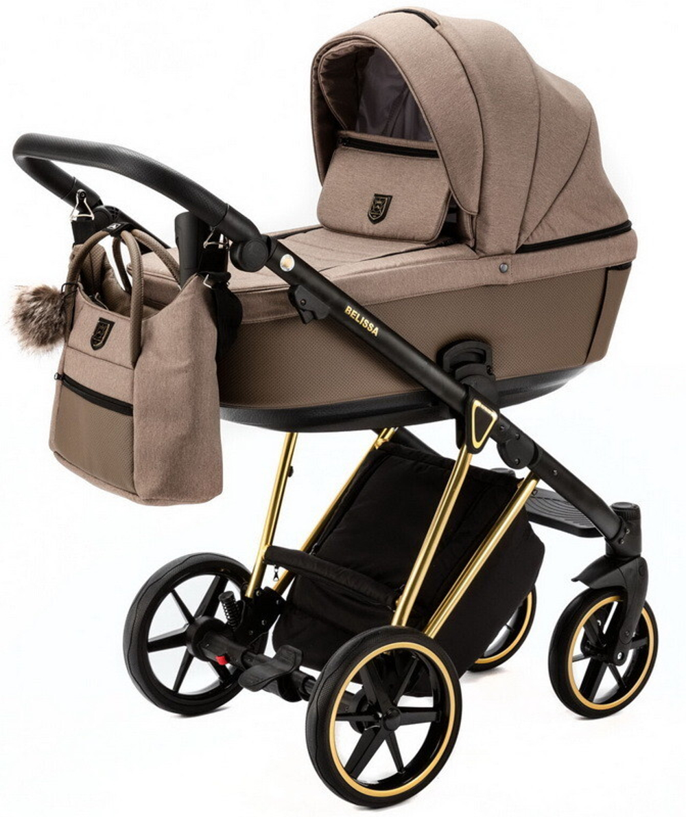 Детская коляска Adamex Belissa Special Edition 2 в 1 B-PS526 (Т.БЕЖ ЗОЛОТО РАМА)
