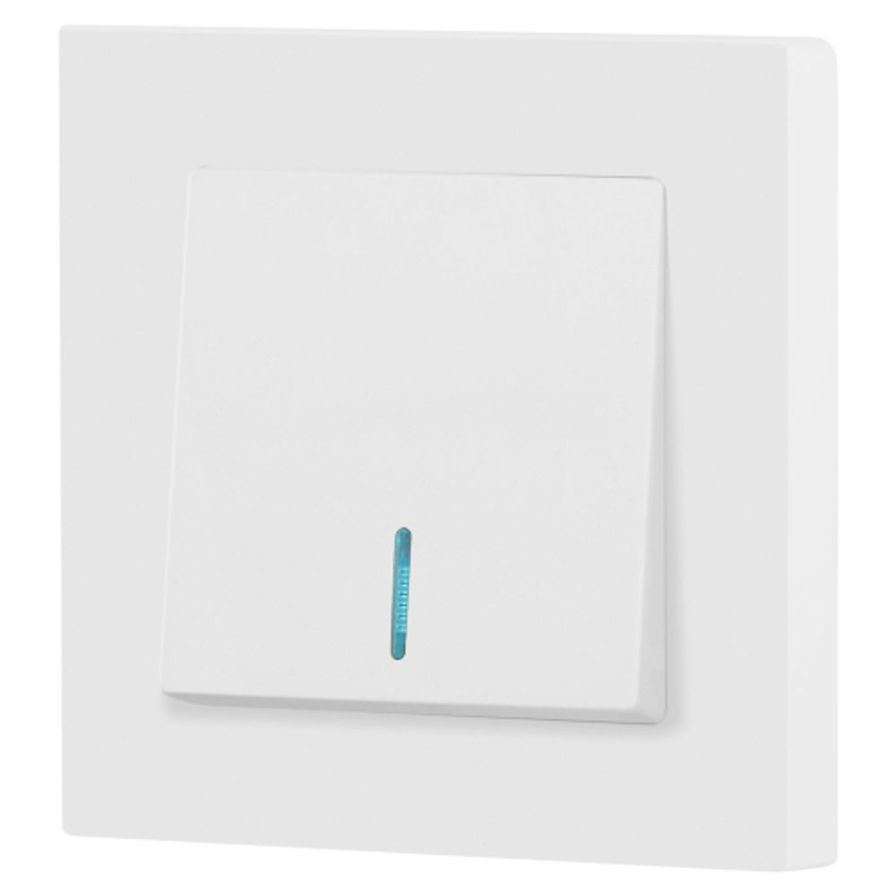 Выключатель Intro Accent 6-102-01М с подсветкой, 10А-250В, IP20, СУ, AL/CU, белый матовый