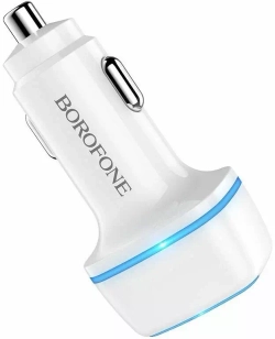 Автомобильное зарядное устройство 2-USB 2.4A Borofone BZ14 белый