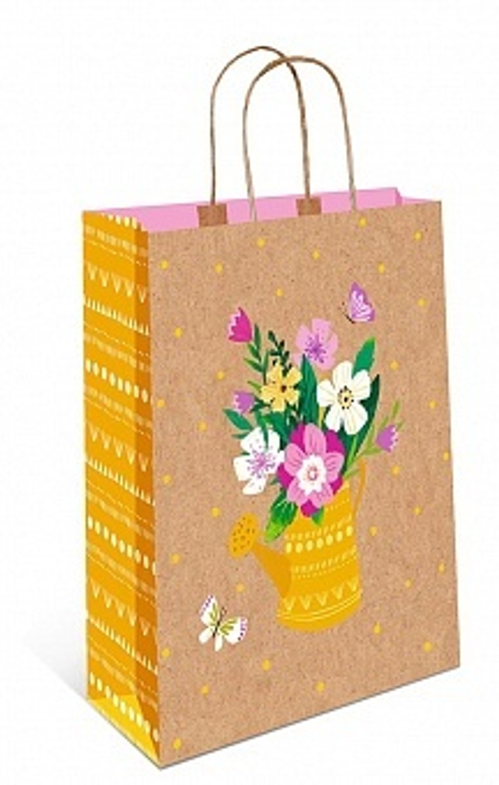 Пакет подарочный Цветочная лейка Крафт 22*18*10 см.