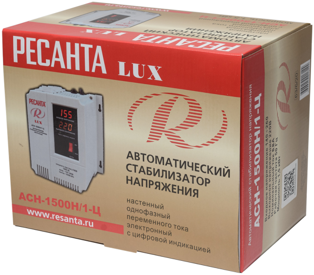 Стабилизатор напряжения серии LUX РЕСАНТА АСН-1500Н/1-Ц