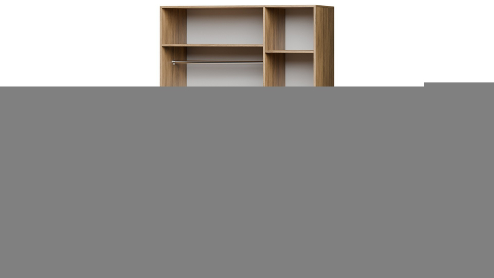 Шкаф Агератум МДФ двухсекционный с антресолью и стеллажом Сапфир структурный (0,3) G4018-62A матовая - Дуб молочный 8622  150*60*260