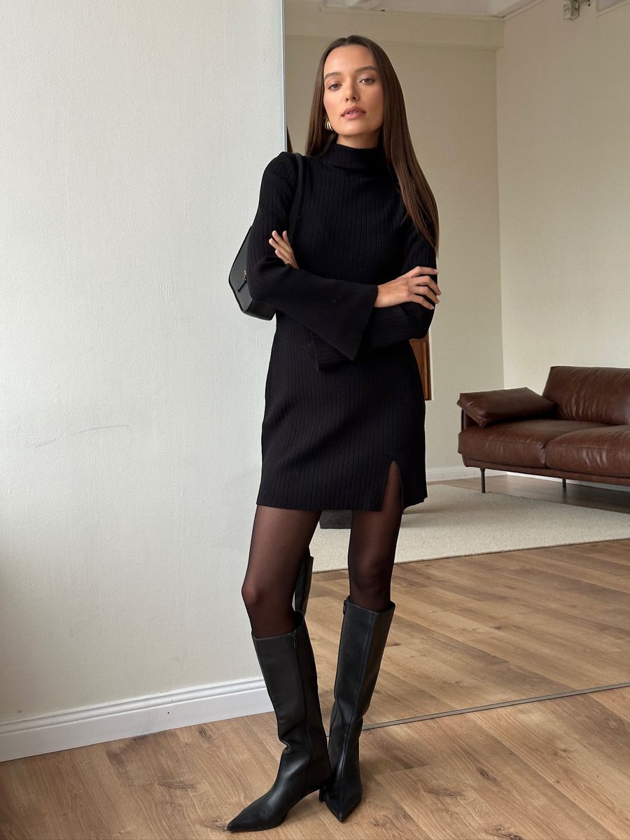 Платье лапша широкая мини черное