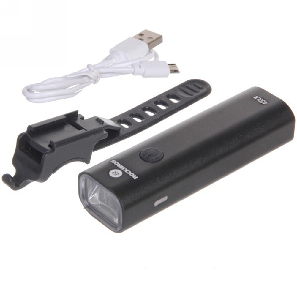 Фонарь велосипедный, передний Rockbros YQ-QD400LM (аккум. 2000 mAh, 3 режима,USB)