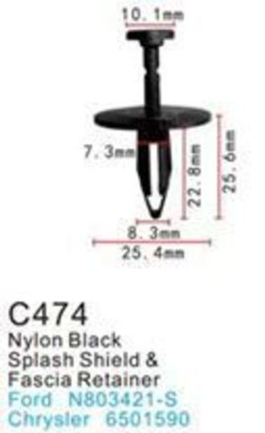 Клипса для крепления внутренней обшивки а/м Крайслер пластиковая (100шт/уп.) Forsage клипса C0474(Chrysler)