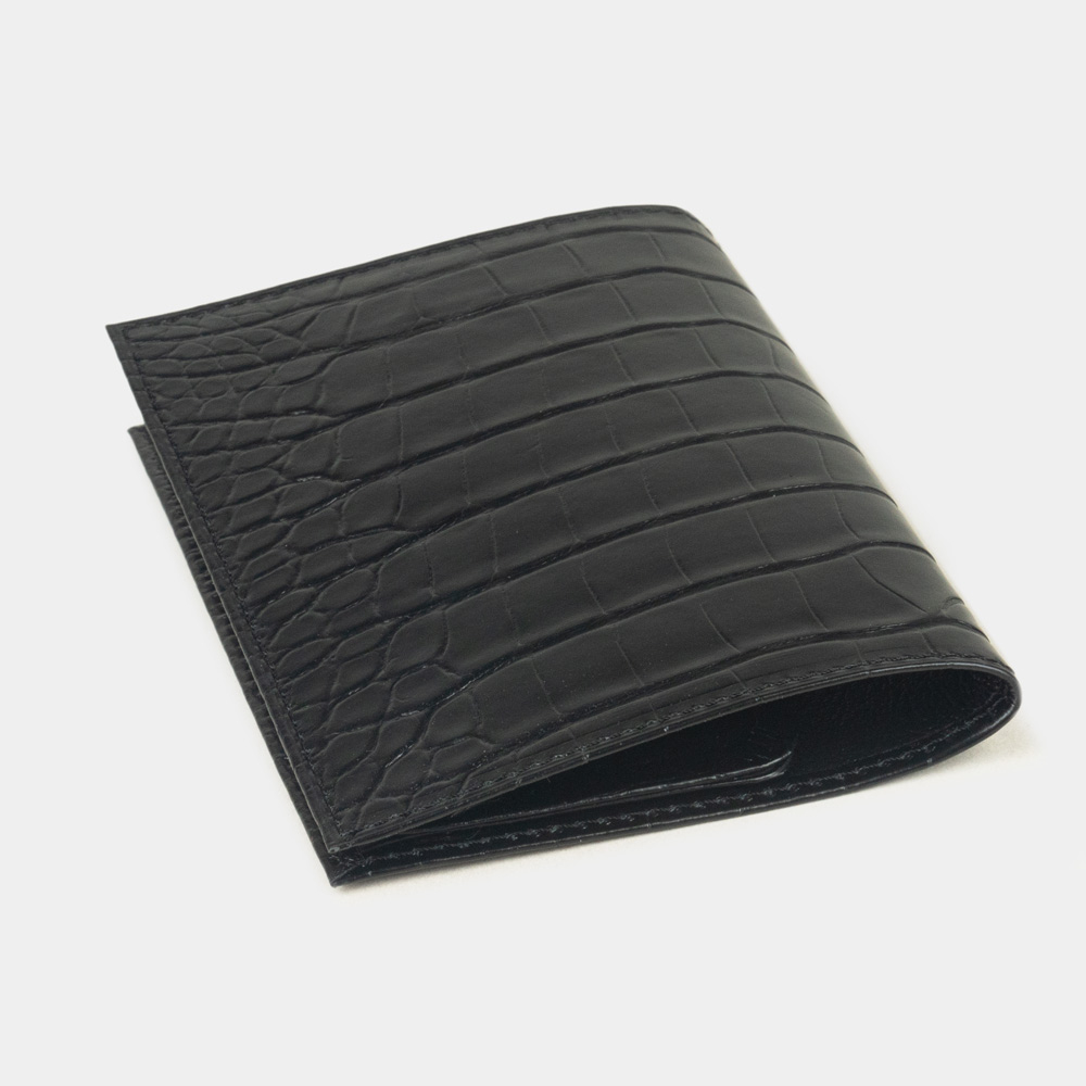Кожаная обложка для паспорта, аллигатор черного цвета