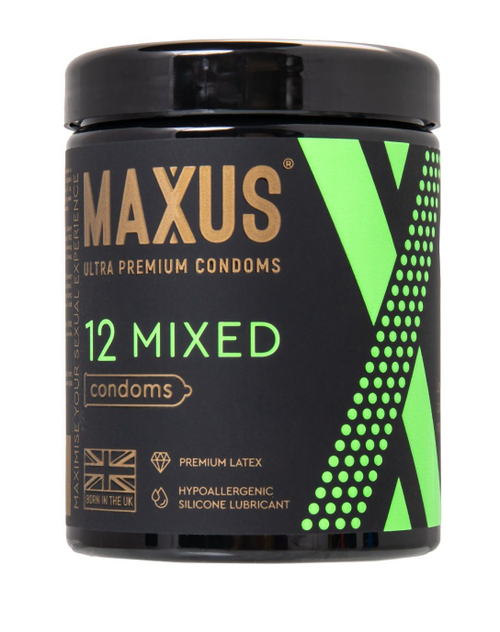 Презервативы MAXUS Mixed – 3 вида + металлический кейс, 12 шт