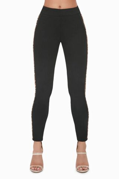 Брюки Isla с кармашками и леопардовыми лампасами (Размер: M) (Цвет: черный)