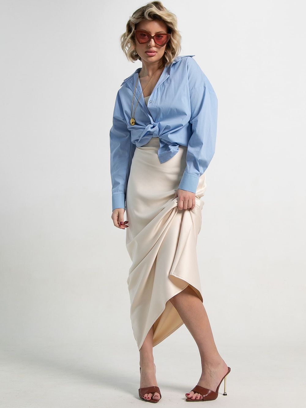 Юбка атласная Эвелин (сливочная) Ю15382-25М LT Collection