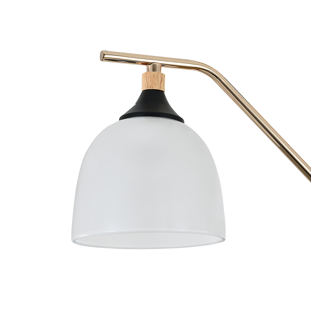 Люстра подвесная 3x40Вт E27, металл/стекло, черный/дерево, белый матовый плафон