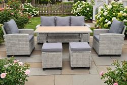 "Мэдисон" обеденная группа из искусственного ротанга, цвет серый