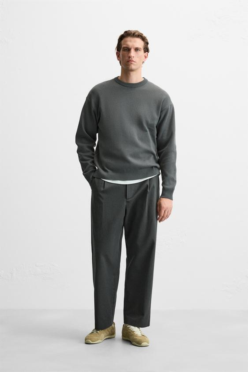 ZARA МЯГКИЙ СВИТЕР, ТЕМНО-СЕРЫЙ