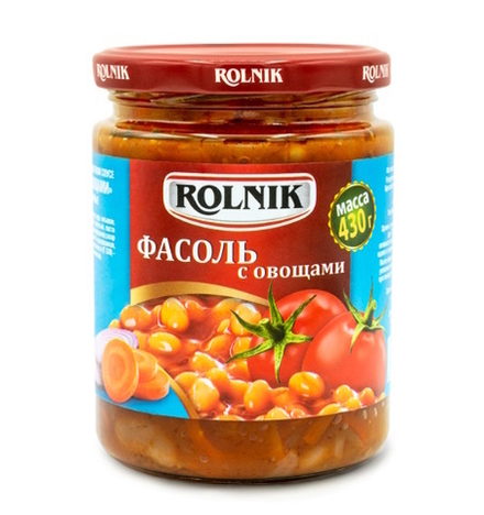 Фасоль с овощами 430г. Рольник