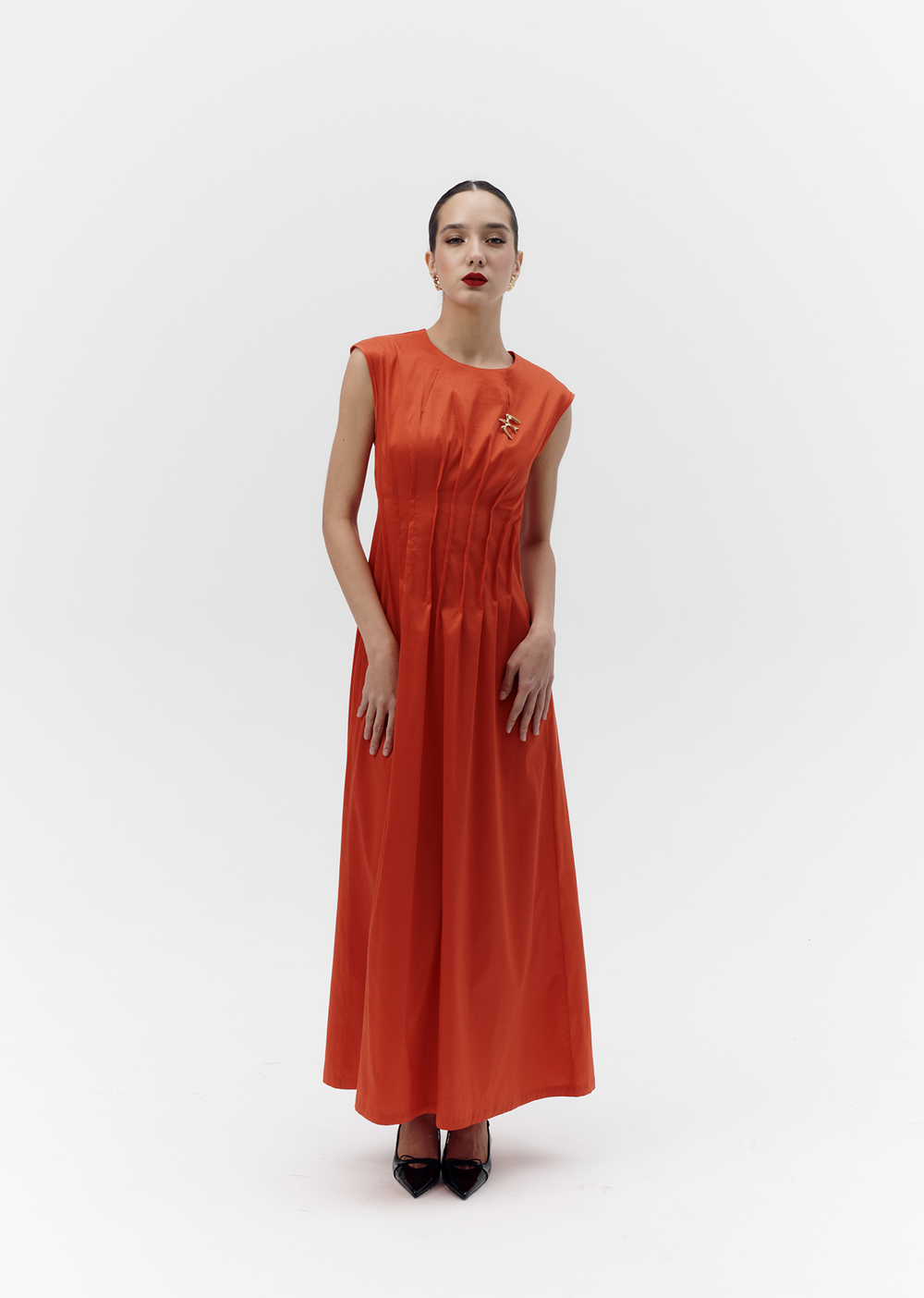 Платье с защипами, м. 2459 красный, р. XS