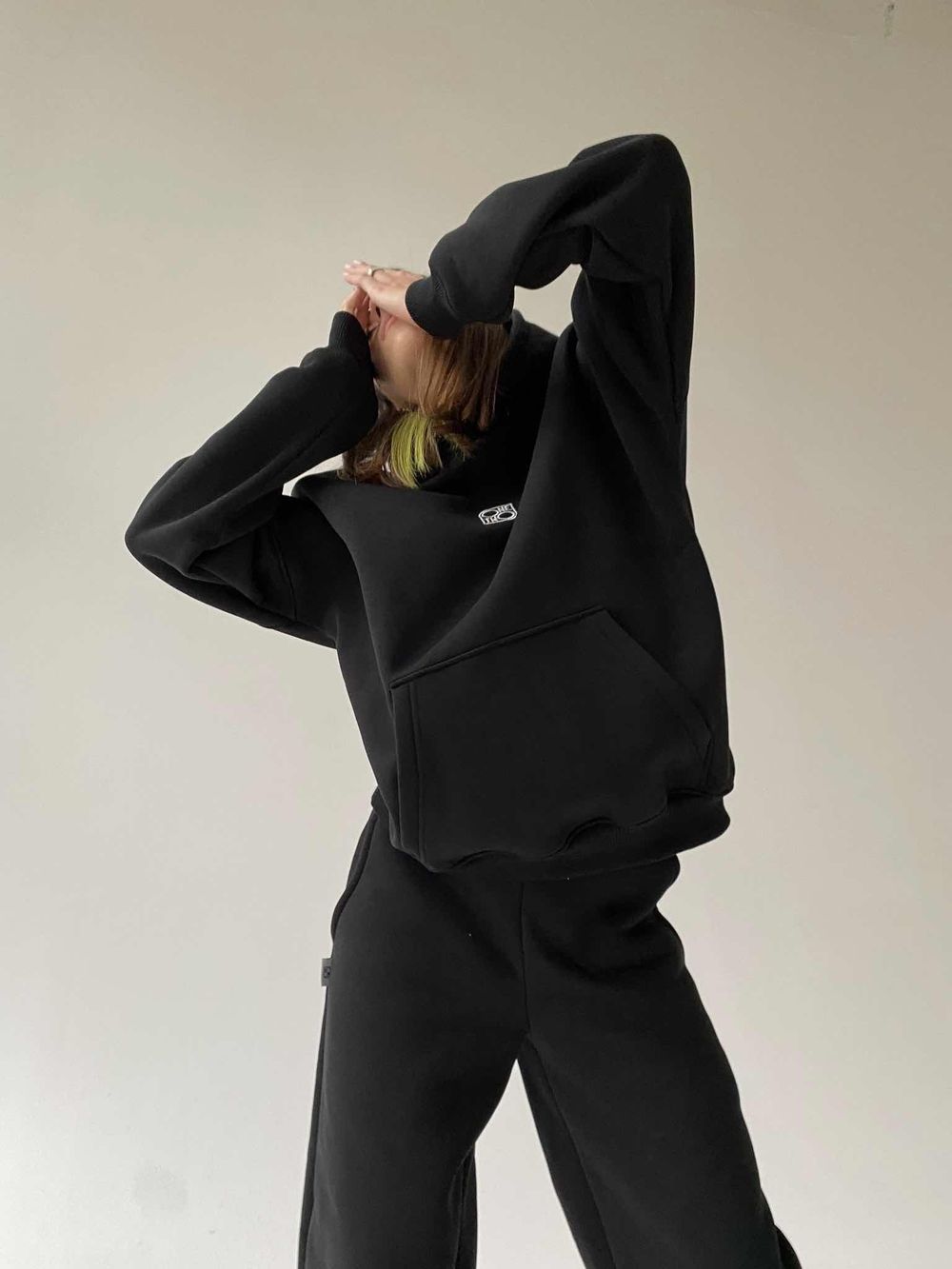 Худи ONE TWO "BASIC" Начес Черный