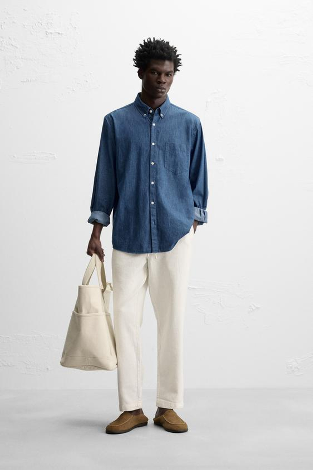 ZARA БРЮКИ RELAXED FIT ИЗ РЕЛЬЕФНОЙ ТКАНИ, ЖЕЛТОВАТО-БЕЛЫЙ