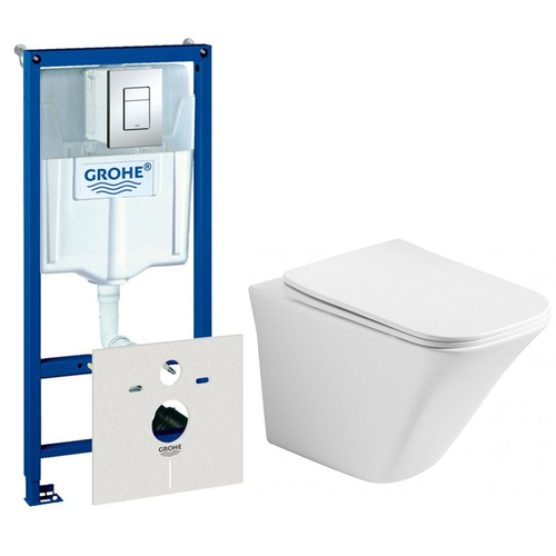 Комплект подвесной безободковый унитаз Ceramica Nova Mono Rimless CN1902 35 x 50 x 36 см с сиденьем Soft Close + инсталляция Grohe Rapid SL 38775001 4 в 1 с кнопкой смыва