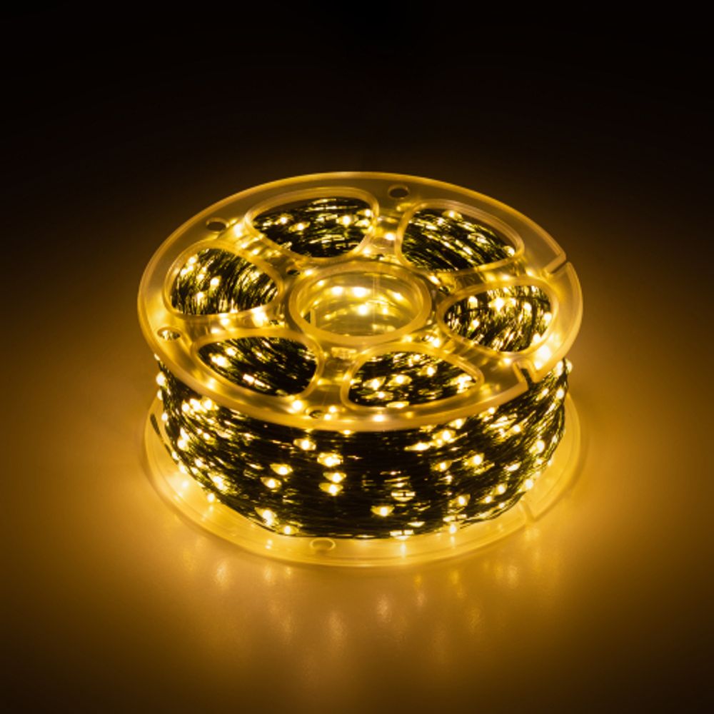 Светодиодная новогодняя гирлянда ЭРА ENIN-2000G Нить теплый свет 200 м 2000 microled IP44 220В