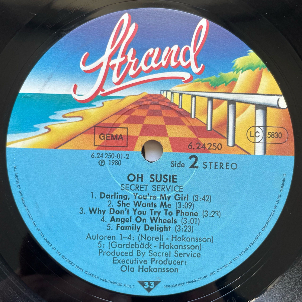 Винтажная виниловая пластинка LP Secret Service Oh Susie (Германия 1980) Ten O'Clock Postman