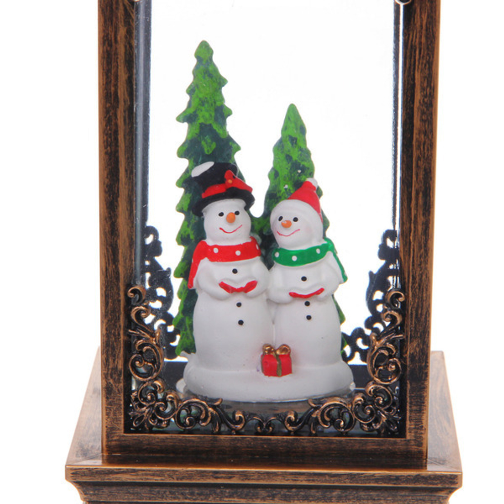 Сувенир с подсветкой «Волшебная зима» 10,5*10,5*28,5 см, мелодия, подсветка, эффект снегопада (работает от 3*АА, USB)