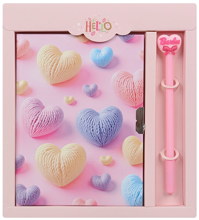 Блокнот 13,5*18 см 50л. с замком "Сердца" с ручкой (Darvish)